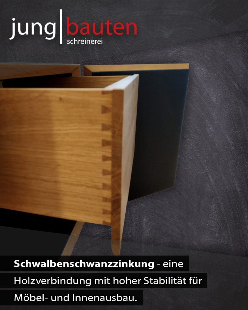 Beispiel einer Schwalbenschwanzzinkung im Gesellenstück von Oliver Biller